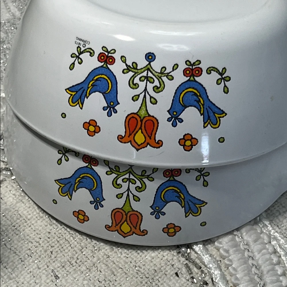 Vintage Corning ware Blue Bird Country Festival Sauce Pans